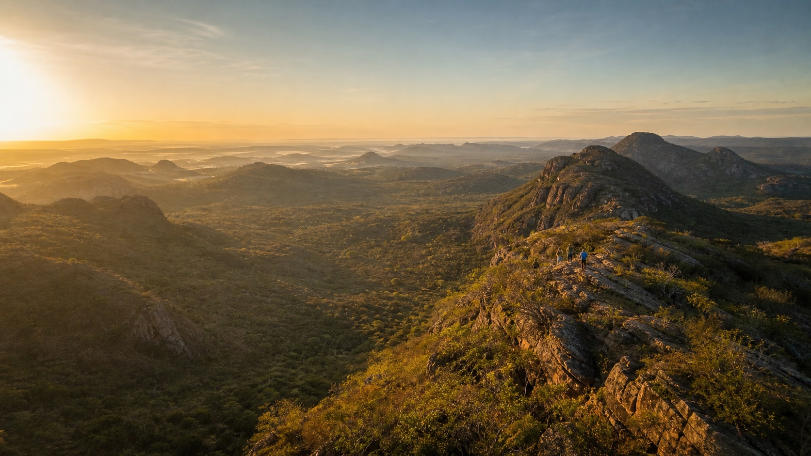 Sunrise over Brazilian crystalline terrain