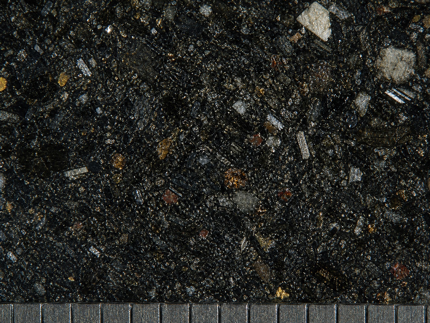 Close view of a mineral sample under laboratory light