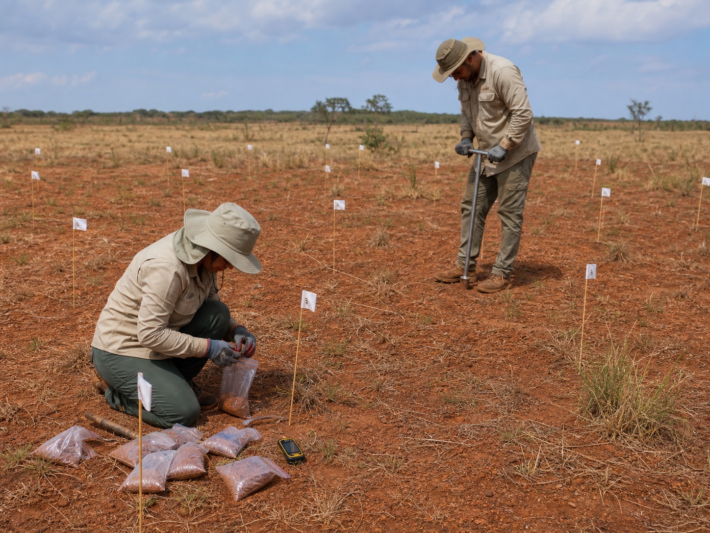 Team performs geochemical soil sampling