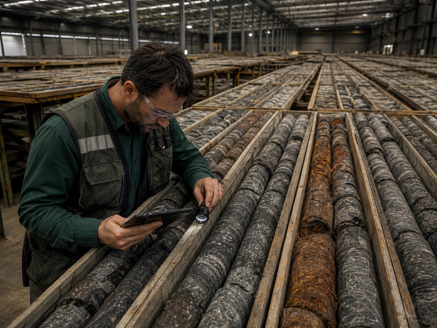 Geologist documents drill core